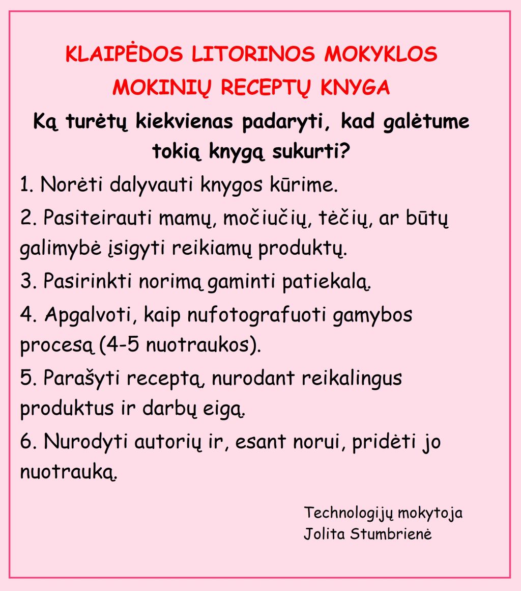 JUNKITĖS PRIE RECEPTŲ KNYGOS KŪRIMO!